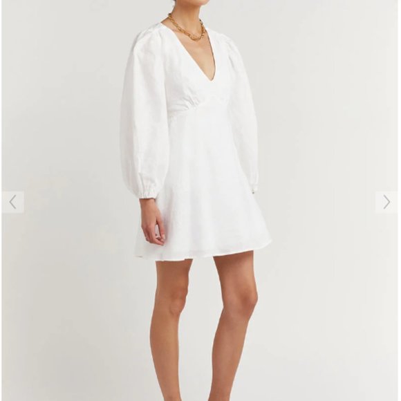 Dissh Open Back Linen Mini Dress sz 2 - Picture 3 of 6